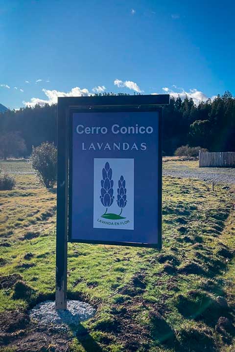 Ingreso al campo Cartel Ingreso - Campo de Lavandas -Patagonia Argentina